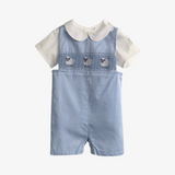 Boys Smocked Sheep Embroidery Shirt & Romper Set