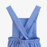 Boys Romper Overalls Striped Blue & White