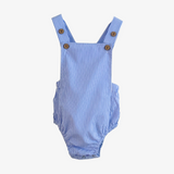 Boys Romper Overalls Striped Blue & White