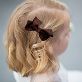 Girls Grosgrain Ribbon Clip-On Hair Bows Set of 2 Vibrant 3" Small