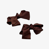 Girls Grosgrain Ribbon Clip-On Hair Bows Set of 2 Vibrant 3" Small