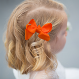 Girls Grosgrain Ribbon Clip-On Hair Bows Set of 2 Vibrant 3" Small