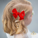 Girls Grosgrain Ribbon Clip-On Hair Bows Set of 2 Vibrant 3" Small