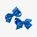 Girls Grosgrain Ribbon Clip-On Hair Bows Set of 2 Vibrant 3" Small