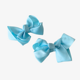 Girls Grosgrain Ribbon Clip-On Hair Bows Set of 2 Pastels 3" Small