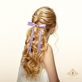 Girls Satin Ribbon Clip-On Long Hair Bows