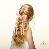 Girls Satin Ribbon Clip-On Long Hair Bows