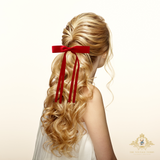 Girls Satin Ribbon Clip-On Long Hair Bows