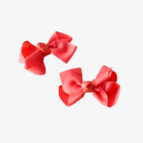 Girls Grosgrain Ribbon Clip-On Hair Bows Set of 2 Vibrant 3" Small