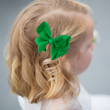 Girls Grosgrain Ribbon Clip-On Hair Bows Set of 2 Vibrant 3" Small