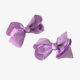 Girls Grosgrain Ribbon Clip-On Hair Bows Set of 2 Pastels 3" Small