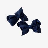 Girls Grosgrain Ribbon Clip-On Hair Bows Set of 2 Vibrant 3" Small