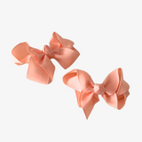 Girls Grosgrain Ribbon Clip-On Hair Bows Set of 2 Pastels 3" Small