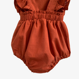 Girls Linen Romper Terra Cotta