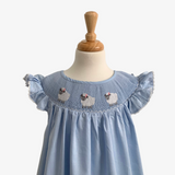 Girls Smocked Sheep Embroidery Dress