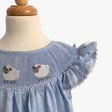 Girls Smocked Sheep Embroidery Dress