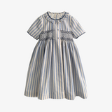 Girls Smocked Pin Striped Dress