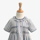 Girls Smocked Pin Striped Dress