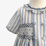 Girls Smocked Pin Striped Dress