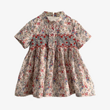 Girls Smocked Floral Mandarin Dress